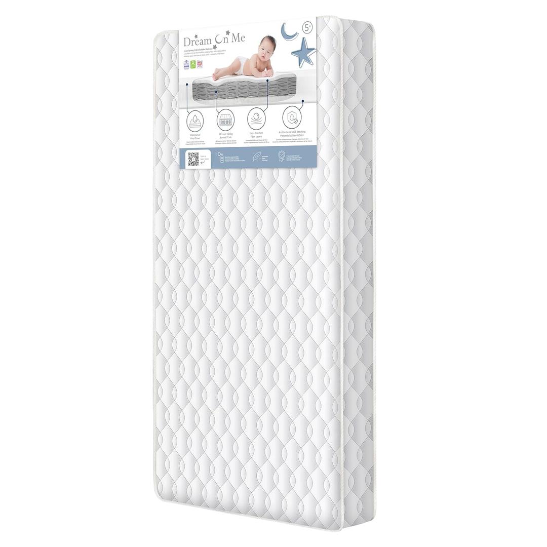 Dream On Me Twilight 5 Crib & Toddler Bed Mattress, Grey, 88 Coil Inner Spring Support, Waterproof & Stain-Resistant Removable Vinyl Cover, Greenguard Gold & BSA Certified, Made in USA
