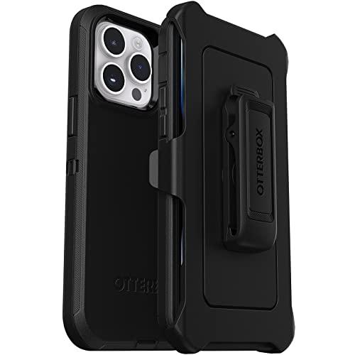 OtterBox iPhone 14 Pro Max Defender Series Case - BLACK , rugged & durable, with port protection, includes holster clip kickstand