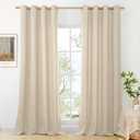 BGment Oatmeal Linen Curtains for Living Room 90 Inch Length 2 Panels Set, Country Rustic Window Drapes Textured Light Filtering for Bedroom Laundry Privacy, Each 52 Inch Wide