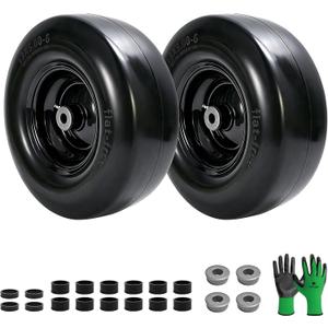 Parts Camp 13x5.00-6 Flat Free Tire Wheel (2-Pack) - Front Solid Smooth Replacement for Zero Turn Mowers - 5/8" or 3/4" Axle Bore, 3.25"-5.9" Hub Lengt - Fits most Riding Mowers Lawn Equipment