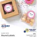 Avery Glossy White Labels, Sure Feed Technology, 3" Round Labels, Print-to-The-Edge, Laser/Inkjet, 60 Total (22891)
