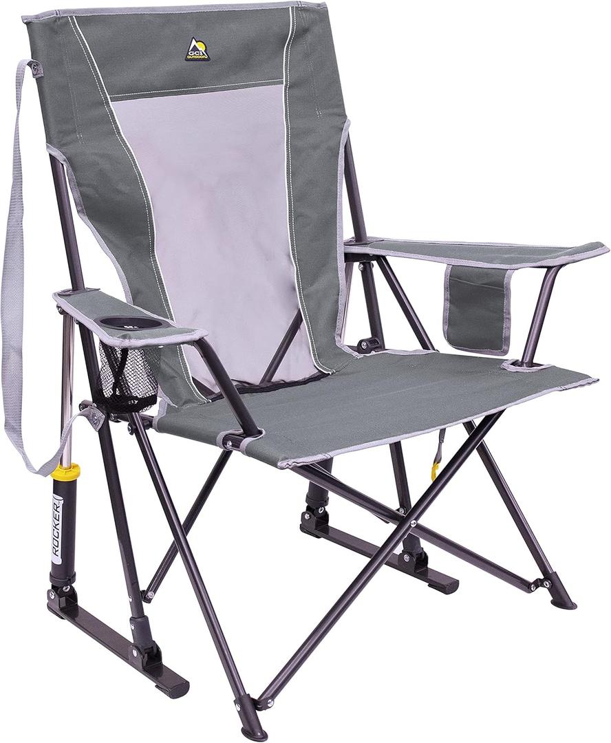 GCI Outdoor Comfort Pro Rocker Outdoor Rocking Chair with Beverage Holder (Grey)
