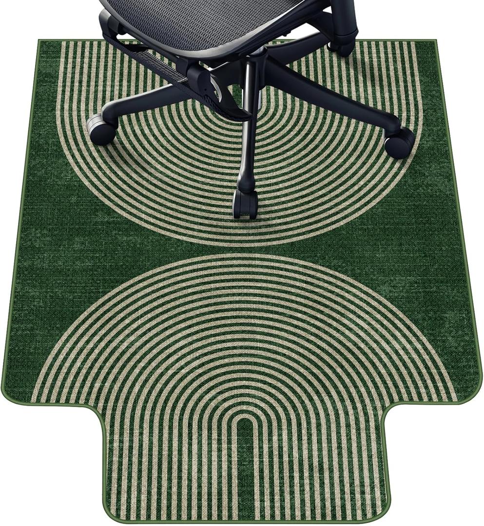 Office Chair Mat for Hardwood Floor & Tile Floor,36"X 48" Heavy Duty Desk Chair Mat for Hard Floors, Under Desk Rug for Rolling Computer Chair,Anti Slip,Low Pile Carpet Protector-Convex Geo Green