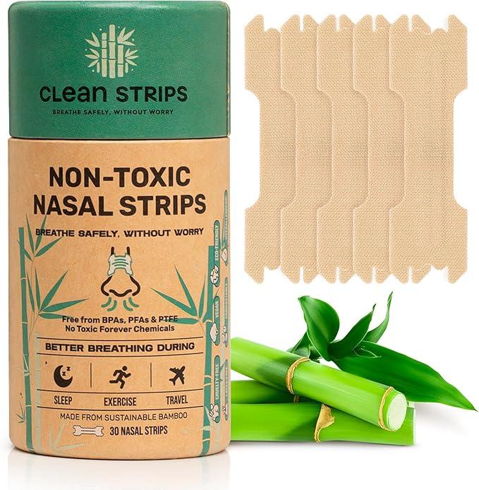 Nasal Strips for Snoring, Congestion & Sleeping  Natural & Bamboo FiberMade Nose Strips for Breathing  Snore Stopper & Sleep Aid to Improve Breathing  PFAsFree Nose Tape for Sleeping  30pcs
