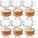 12 Pcs Glass Coffee Mugs with Handle, 8 oz Clear Tea Cup, Glossy Surface