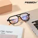 FEISEDY Reading Glasses Vintage Square Blue Light Blocking Glasses Women Men 70s Flat Aviator Glasses B0090