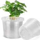 10 Inch Large Clear Nursery Pots with Drainage, 5 Pack Plastic Pots for Plants, Ideal Seedling Pots and Plant Pots for Vegetables, Orchids, Aloe, Indoor Outdoor Use (10 inch-5 Pack)