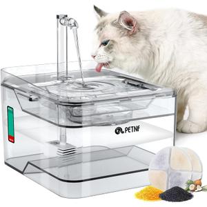 PETNF Transparent 3L/101oz Pet Water Fountain - Automatic Cat & Dog Dispenser with LED Light, Ultra Quiet Pump, 3 Flow Modes & 2 Filters