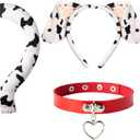 Spooktacular Creations Halloween Black Cat Dalmatian Fox Costume Accessories Set with Ears Headband with Choker Bow Tie Tail