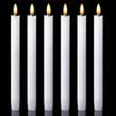 DRomance White Flameless Taper Candles Battery Operated with 6H Timer, Real Wax 3D Wick Flickering LED Taper Candles Dinner Wedding Holiday Decor(6 Pack, 0.78 x 9.64 Inches)