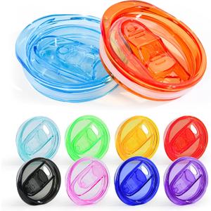 10 Pcs 20 oz Tumbler Lid Plastic Skinny Tumbler Lid Replacement Splash Resistant 20 oz Silicone Sliding Skinny Tumbler Lids, BPA Free, Straw Friendly, Multi-Colored