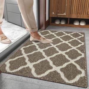 SHACOS Door Mat Indoor Entrance 18"x29" Entryway Rug Non Slip Rubber Backing Front Door Mats Inside Doormats Washable Absorbent Resist Dirt Floor Mats for House, Brown