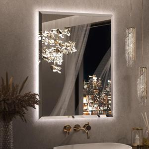 Keonjinn LED Backlit Mirror 28 x 36 Inch, Frameless LED Mirror with Beveled Edge, Tempered Glass, UL-Listed Power Driver, 3 Color Lights, Anti-fog, Dimmable, Memory Function, French Cleat Installation