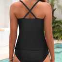 Yonique Tankini Swimsuits for Women Tummy Control Bathing Suits Two Piece Tankini Tops with Bikini Bottoms Twist Swimwear (Black, XXL)