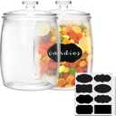 Maredash 1/2 Gallon Glass Jars, Cookie Jar & Candy Jar with Lid, Large Food Storage Container,glass jar with lid for Buffet, Coffee & Flour, Laundry Room Storage & Pantry 2pcs