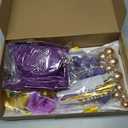 Jingmore Graduation Cake Kit Included Felt Graduation Cap Diploma Classic Black Congrats Grad Cupcake Toppers Beads Leaf Flowers Cake Decorations for Class of 2026 Party(Purple and Gold)