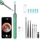 LEIPUT Ear Wax Removal - Earwax Remover Tool with 8 Pcs Ear Set - Ear Canal Cleaner with 1080P Camera - Ear Cleaning Kit with 6 Ear Spoon - Ear Camera for iOS & Android (Green)