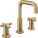 Delta Nicoli Brushed Gold Bathroom Faucet 3 Hole, 8 Inch Widespread Bathroom Sink Faucet for Vanity, Push-Pop Drain Assembly, Champagne Bronze 35894LF-CZ