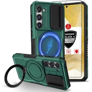 for Samsung Galaxy S22 Case Compatible with MagSafe Magnetic,with 1 Screen Protector,Built-in Camera Cover,with Ring Kickstand Military Grade Drop Heavy Duty Protection Shockproof Phone Green for Samsung Galaxy S22 Case Compatible with MagSafe Magnetic,with 1 Screen Protector,Built-in Camera Cover,with Ring Kickstand Military Grade Drop Heavy Duty Protection Shockproof Phone Green