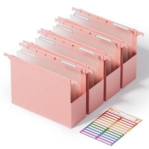 EcoStash Wheat Straw Extra Capacity Plastic Hanging File Folders, Reinforced Expanding Hang Folder Letter Size, Accordian Pocket, Heavy Duty, Hanging Folder Organizer for Office Home - 4 Pack