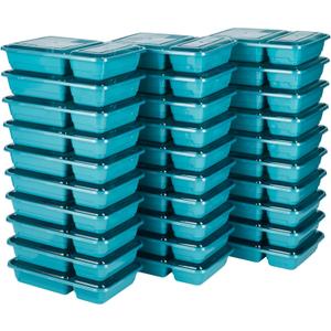 GoodCook Food Storage Containers for Meal Prep Rectangle Two Compartments & Made without BPA, 60-Piece Set, Teal
