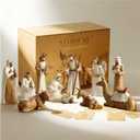Storieme Nativity Set for Christmas Indoor: 12-Piece 7.87 Inches Resin Nativity Figures with The Three Wisemen - Christian Holy Family Traditional Figurines Tabletop Mantel Decorations