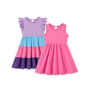 PATPAT Big Girls Colorblock A-Line Dress Set 7-8Y (Pink)