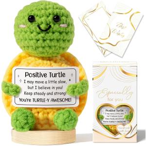 4 x Emotional Support Crochet Positive Turtle Inspirational Cheer Up Gifts for Women,Handmade Positive Crochet Gift Thank You Birthday Mothers Day Teacher Appreciation Gifts for Coworker Nurse Mom Friends