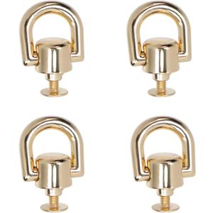 Semetall D Rings for Purse Strap Hardware 4 PCS, 360 Rotatable Metal D Ring Rivets for Bag Making, Leathercraft, Dog Collars (Gold)