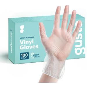 GUSTO Disposable Vinyl Gloves  Clear, Latex-Free, Powder-Free, BPA-Free  Safe for Food Handling, Cooking & Cleaning (Medium)
