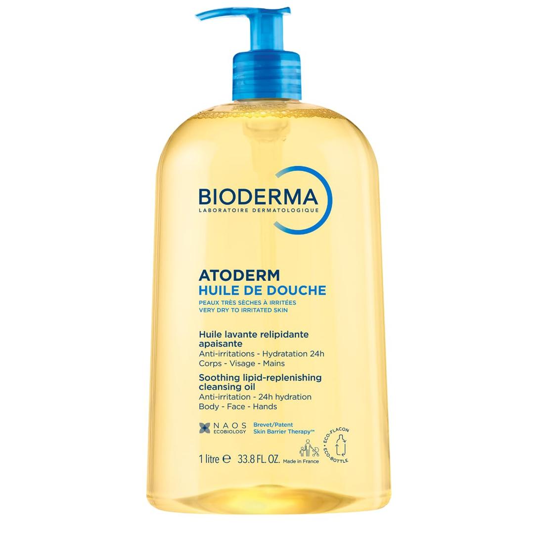 Bioderma Atoderm Shower Oil, Cleansing Oil For Face & Body, Nourishing Cleansing Oil For Dry to Atopic Sensitive Skin For Softer & Smooth Skin For Your Whole Family