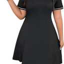 RoseSeek Women's Plus Size Football Jersey Dress Collared Golf Tennis Dress Button Front A Line Streetwear Dresses Black 1XL