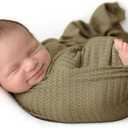 Newborn Photography Props for Baby Boys and Girls Newborn Wraps for Infant Baby Photoshoot Waffle Texture Knit Blanket (Rosemary)