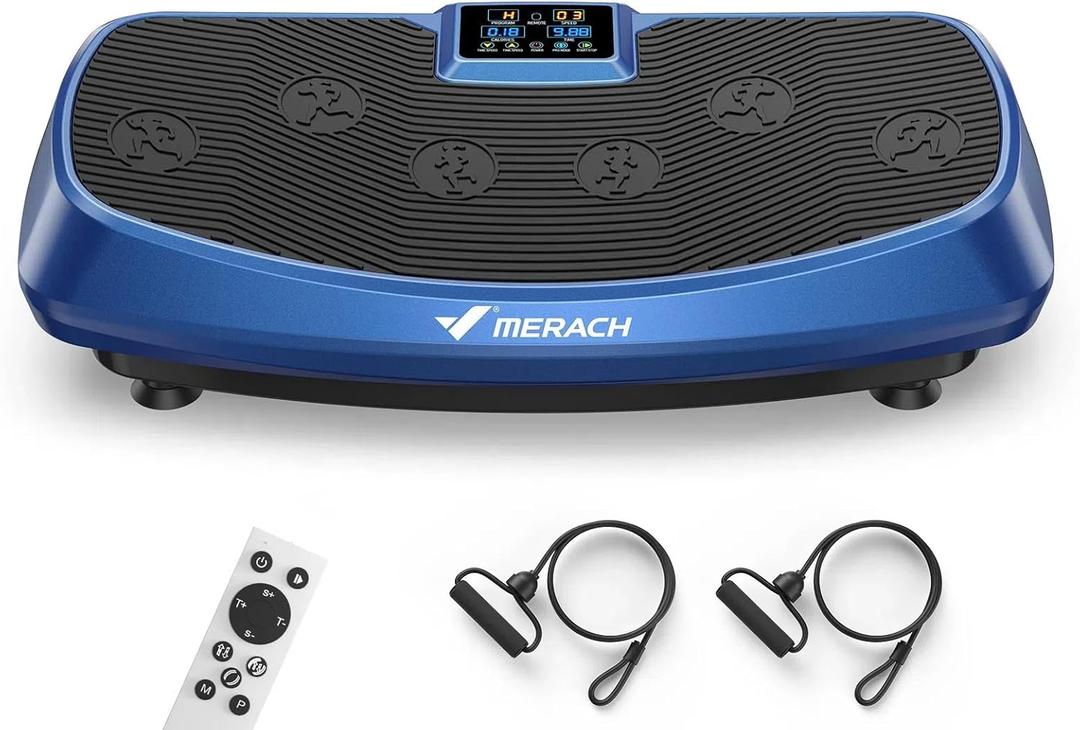 MERACH Vibration Plate Exercise Machine, 3D & 4D Vibration Plate for Lymphatic Drainage Weight Loss with 2 Tension Ropes, Whole Body Vibration Platform for Women Men, Exercise Equipment for Home