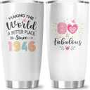 80th Birthday Gifts for Women Tumbler 20OZ 1PC, 80 Year Old Birthday Gift Decorations, 80-Year-Old Present for Woman, Happy Eighty Years Old Party Decor Ideas for Her Female Mom Sister Grandma