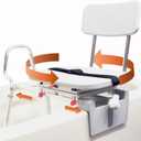 Eagle Health Supplies Tub-Mount Sliding Shower Chair Tub Transfer Bench with Swivel Seat, FSA/HSA Eligible, Height Adjustable Shower Seat, Space-Saving Shower Bench for Elderly and Disabled, 77762