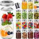 16pack 16oz Mason Jars with Airtight Lids and Bands, Regular Mouth Pint Canning Jars, Clear Glass Jars Ideal for Canning, Pickling, Meal Prep, Jam, Honey, Shower/Wedding Favors, Labels & Pen Included