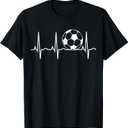 Soccer Heartbeat - Soccer Ball Heartbeat T-Shirt (Black, M)