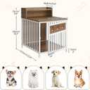 YATINEY Dog Crate Furniture for Small Dogs, Wooden Dog Kennel, Indoor Pet Crate End Table, Two-Tier Small Pet Crate, for Living Room, Bedroom, White and Walnut DC01WH, 19.7" x 22.6" x 25.6"