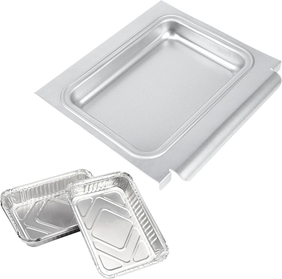 67047 Catch Pan with 6415 Aluminum Liners for Weber Spirit I II 200 300, for Genesis I II LX 200 300 Series, Grease Catcher & Drip Tray Replacement Parts for Weber Traveler 67047 83156 6415