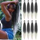 Ombre Grey Braiding Hair Pre Stretched, 26 Inch 8 Pack Prestretched Braiding Hair For Braiding Women Hair, Professional Synthetic Hair For Knotless Crochet Braids,Soft Yaki Straight(26in,8pc,Tgrey)