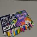 ARTISTRO 24 Acrylic Paint Markers for Rock, Fabric, Wood, Glass, Craft, Decoration - Dual-Tip Paint Pens - Stocking Stuffers, Christmas Gift Idea for Teens, Grandkids, Kids - Art Supplies