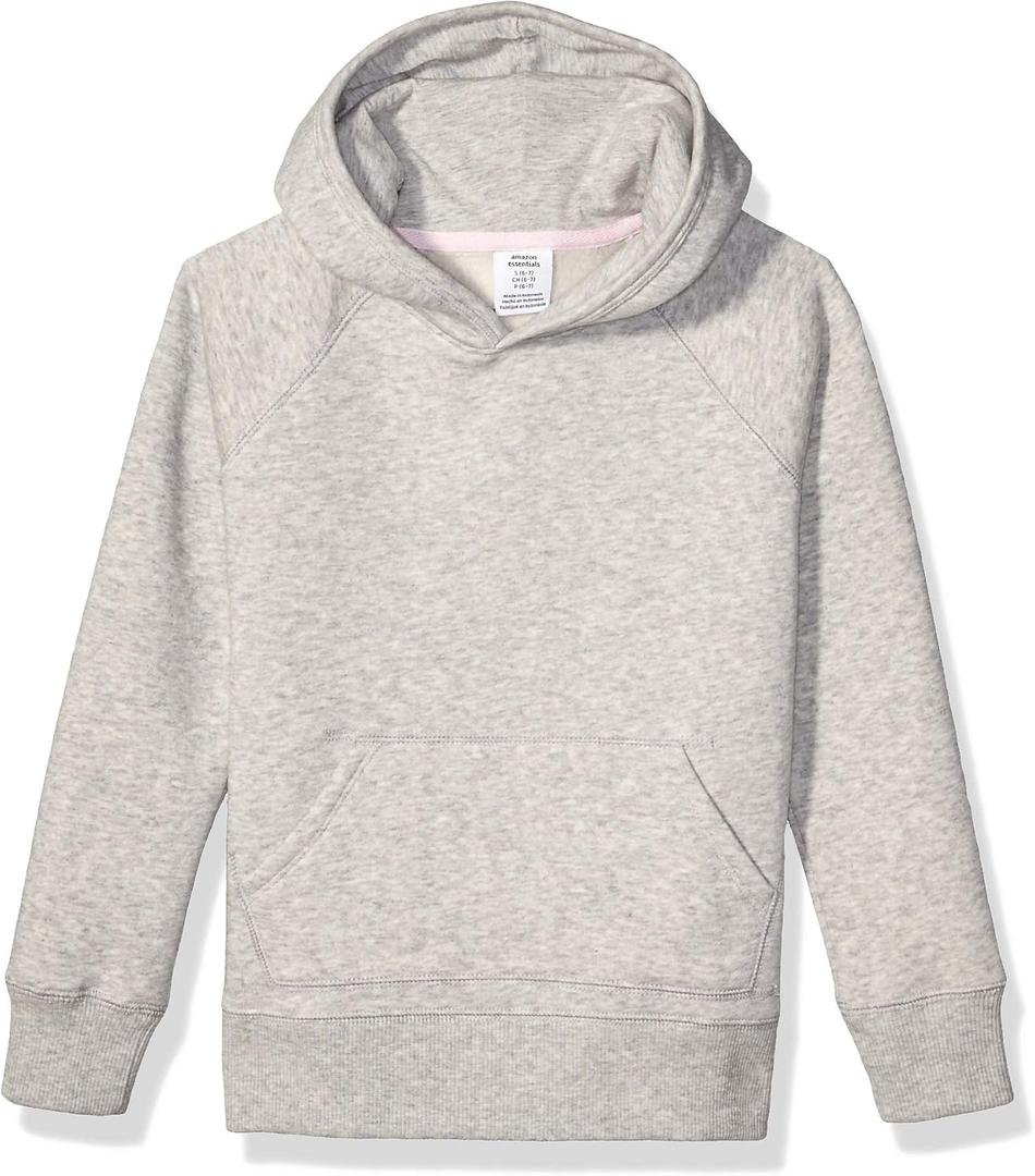 Amazon Essentials Girls and Toddlers' Pullover Hoodie Sweatshirt (4T, Light Grey Heather)