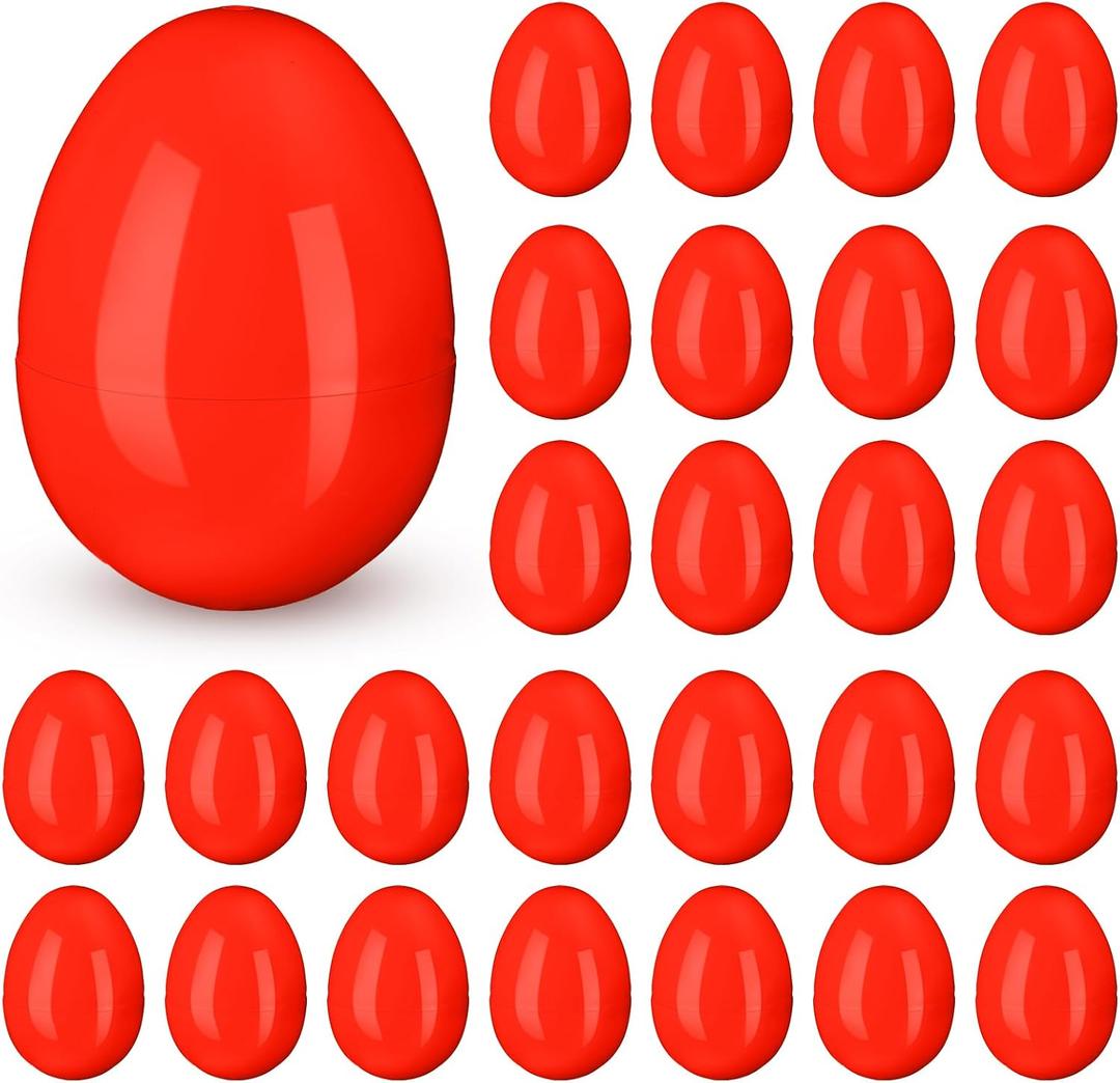 Silipull 36 Pack 3.1 Inch Jumbo Empty Plastic Eggs, Fillable Eggs for Egg Hunts, Candy Basket Stuffers, Party Favors, DIY Crafts(Red)