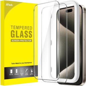 JETech Screen Protector for iPhone 15 Pro Max 6.7-Inch, Bubble Free, Tempered Glass Film with Easy Installation Tool, Case-Friendly, HD Clear, 2-Pack