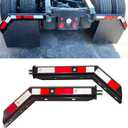 Black Angled Spring Loaded Mud Flap Hanger Bracket Mudflap Holder Set 1-1/8" Bolt Spacing 30" Length with Reflective Tapes fit for Semi Trucks, 2 Pack