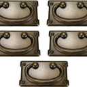 5pcs Horizontal Bail Pulls 3 Inch Cabinet Rectangular Drop Ring Boxes Pulls Zinc Alloy Hardware Replacement Handle