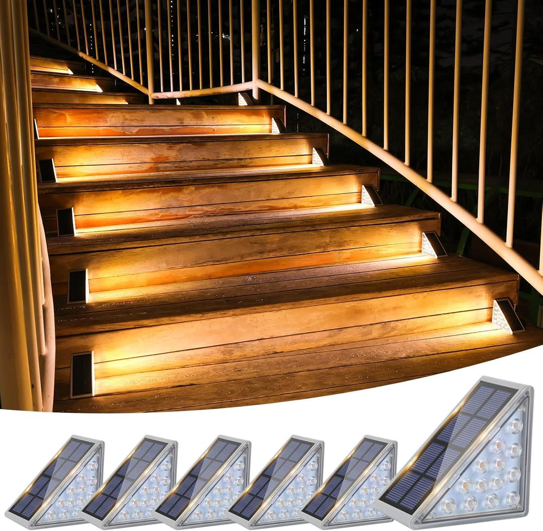 VOLISUN Solar Stair Lights 6 Pack, Solar Step Lights Outdoor Waterproof IP67, LED Outdoor Step Light,Outdoor Light Decor for Garden Stair, Deck, Front Step, Front Porch, and Patio3000K