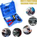 Yonligonju Brake Bleeder Kit with Hand Vacuum Pump with Gauge Adapters Automotive Brake Fluid Bleeding Set for Bike Car Truck (Blue)