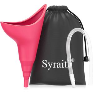 Female Urinal Women Portable Urination Device Pee Funnel She Standing Up Reusable Silicone Cup Emergency Toilet Comes with an Extension Pipe an Waterproof Bag (Jujube red)